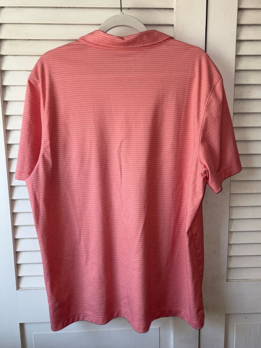 UNTUCKit Polo Shirt XL Pink Striped Short Sleeve Cotton Blend Casual Pocket - Picture 4 of 4
